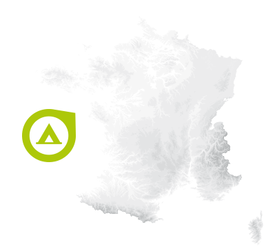 Carte de France avec l'emplacement du camping La Prairie en vendée