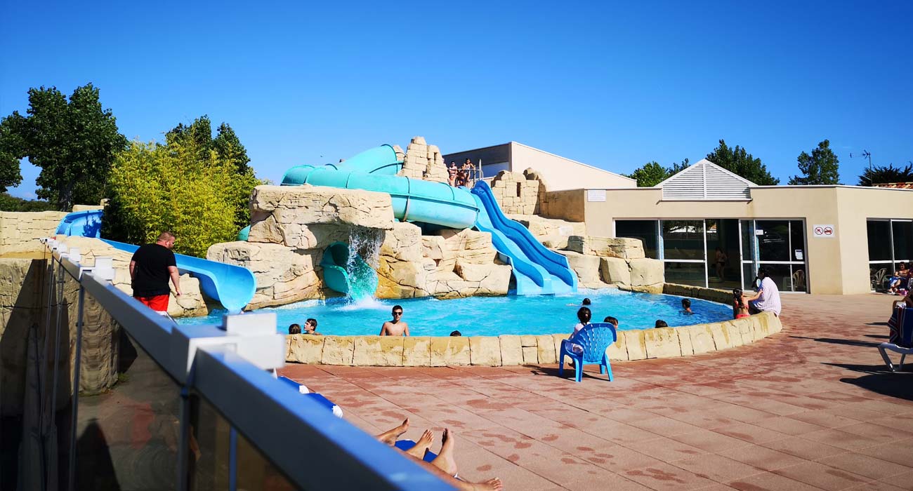 Water slide at the seaside campsite in Saint-Hilaire