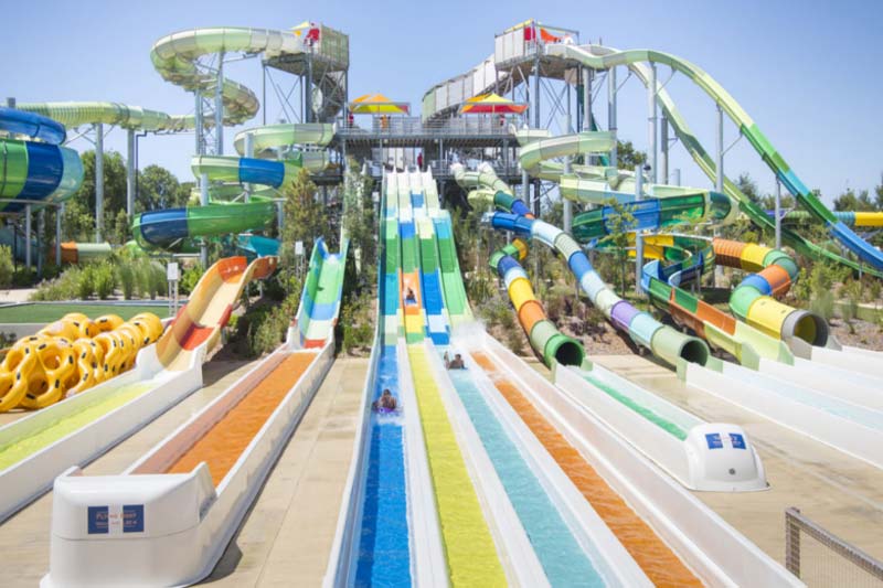 The huge water slides of the O Gliss park in Vendée