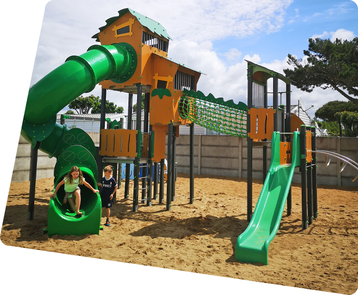 Playground with slides at the campsite in Saint-Hilaire de Riez