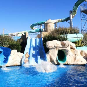 Slides in the aquatic area of La Plage campsite in Saint-Hilaire de Riez