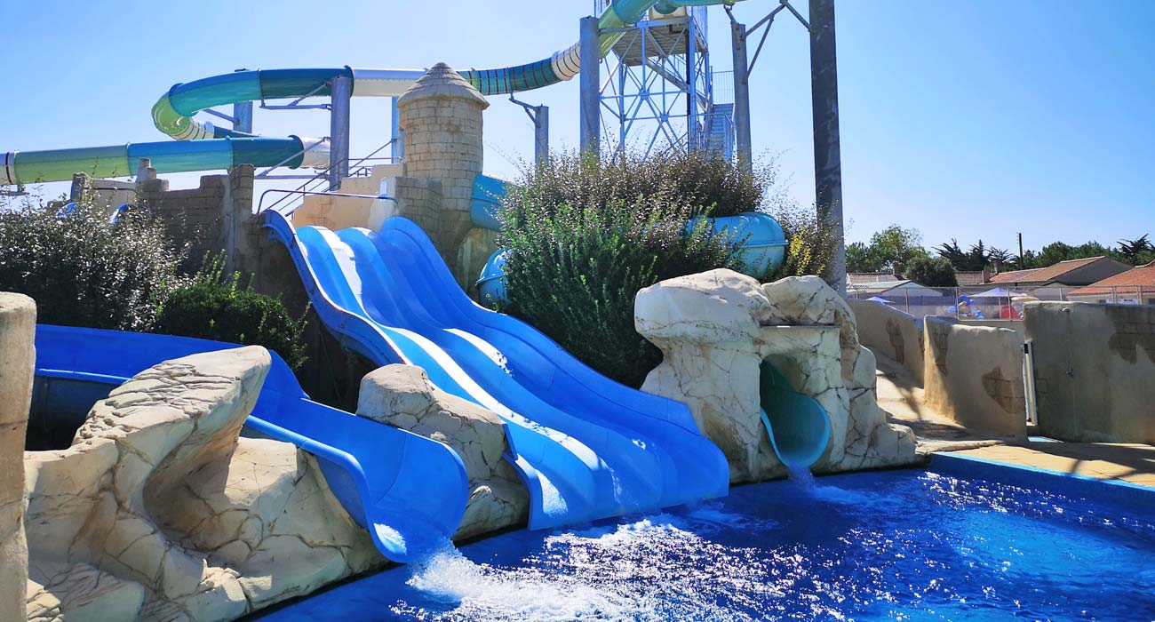 Water slide at the campsite near the beaches in Saint-Hilaire