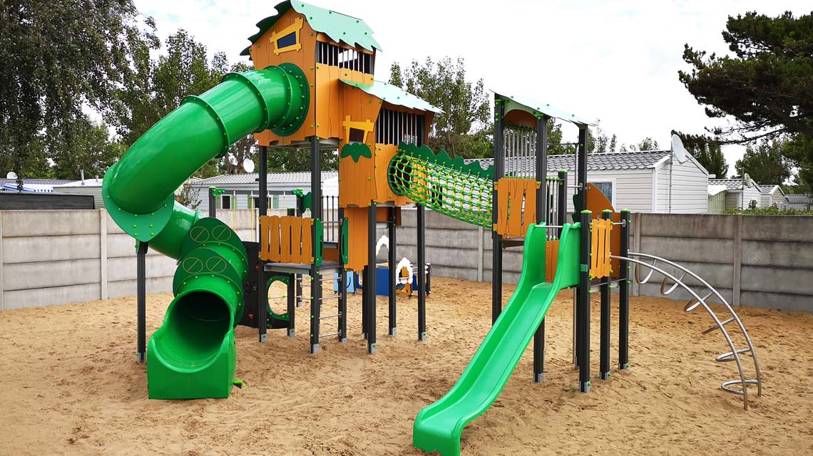 Slide and play structure at the campsite in Saint-Hilaire