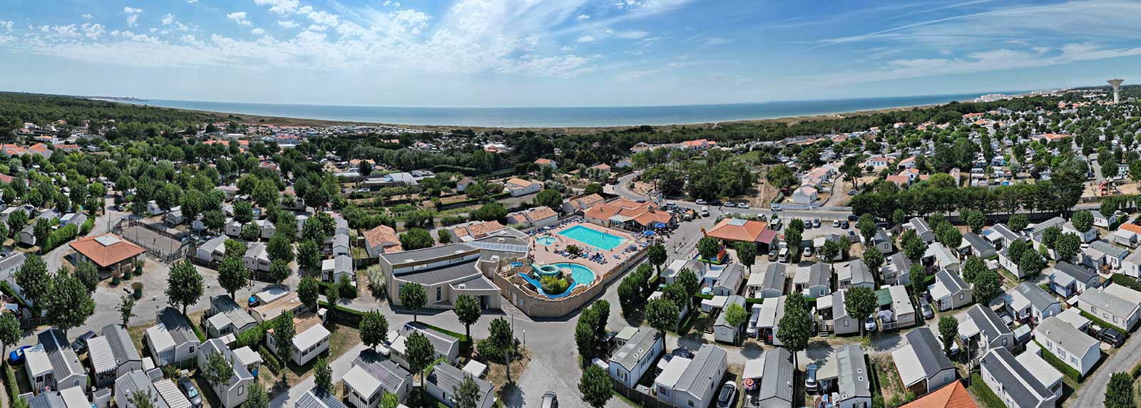 Aerial view of La Prairie campsite in Saint-Hilaire de Riez