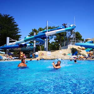 Water slides at Le Clos des Pins campsite in Saint-Hilaire