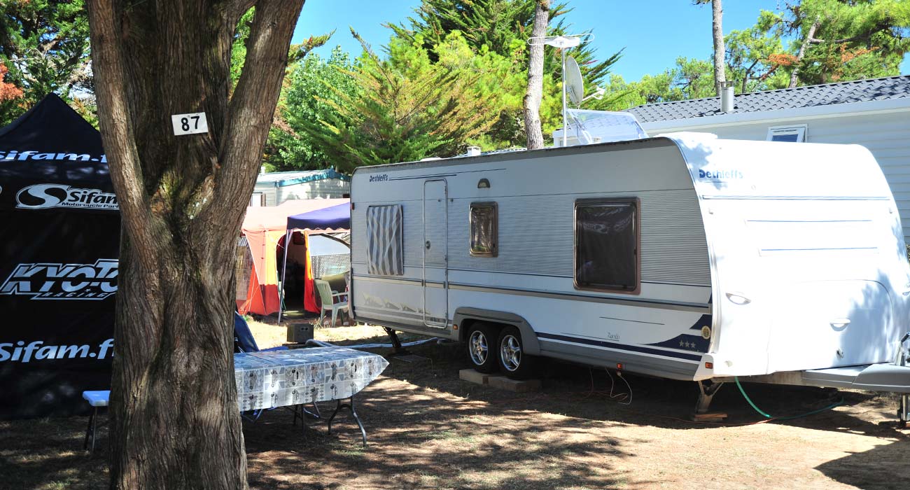 Caravans on a campsite in Saint-Hilaire 85