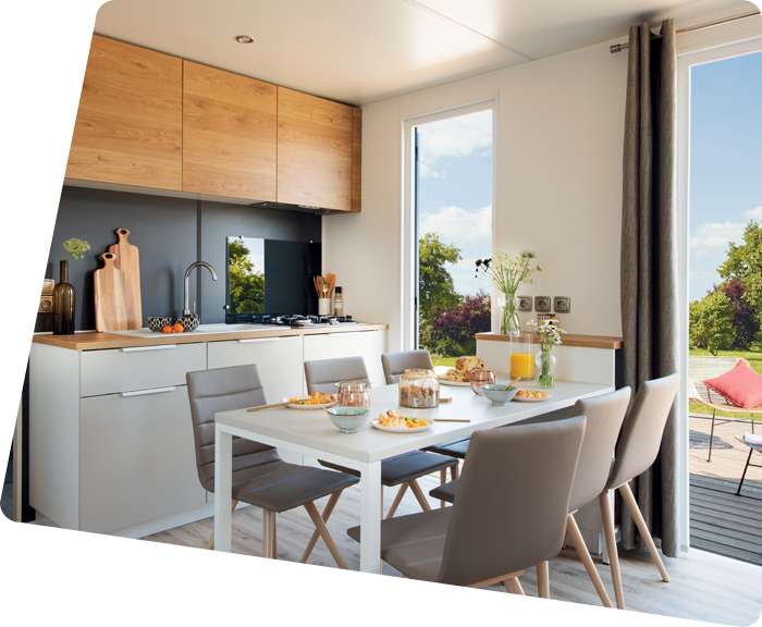 Living room of a mobile home for sale in Vendée in Saint-Hilaire