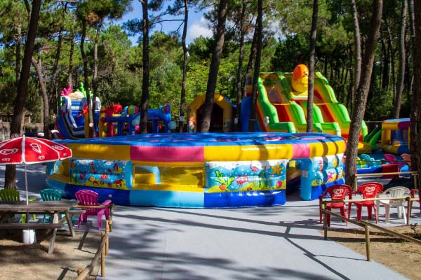 Youplaland and its inflatable structures near the campsite in Vendée